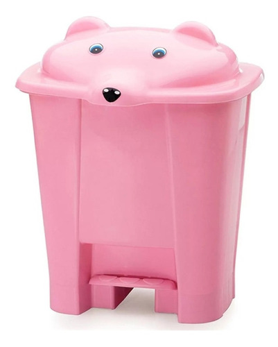 Lixeira Infantil Com Pedal Urso Rosa 12 L - Cajovil