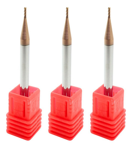 Kit 3 Fresas Topo Reto 1mm 4 Cortes Metal Duro 55hrc Tisin