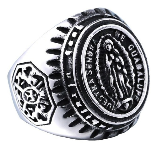 Anillo Virgen De Guadalupe Amuleto Acero Inoxidable 316l