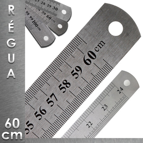 Régua De Metal - Aço Inox - 60 Cm - Patchwork - Nybc