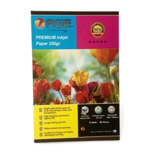 Papel De Foto Matte 200gr 10x15 Paq X 100 Hojas Age Oferta