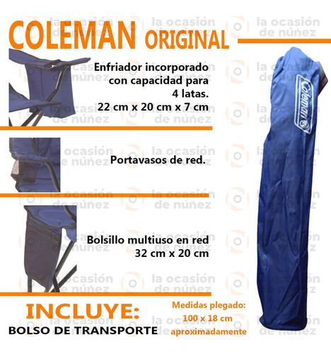 Imagen 3 de 7 de Sillon Director Coleman Grande 148kg Enfriadora Conservadora