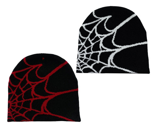 (a) Gorro Spider Web Hat Y2k Knit Beanie Hat Skullies Beanie