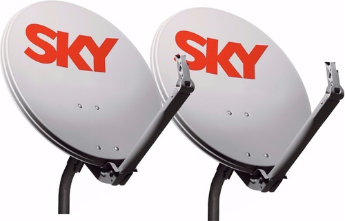 2kit Sky Antena 60cm Banda Ku+2 Lnb Simples+2 Kit 17mts Cabo
