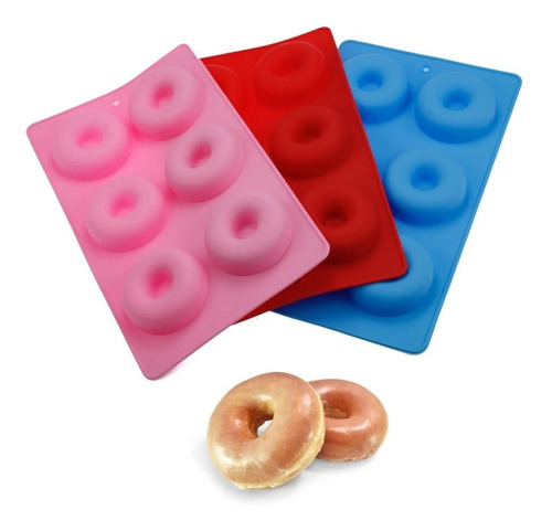 Molde Para Donas En Silicona 6 Cavidades 7 Cm Diametro