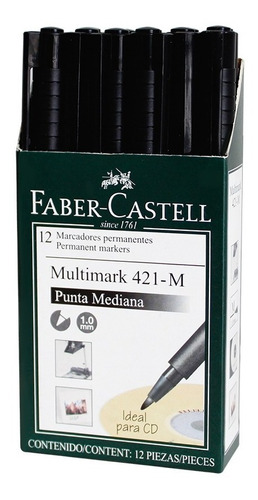 Marcador Permanente Faber Castell 421 S Microfibra  X 12 U.