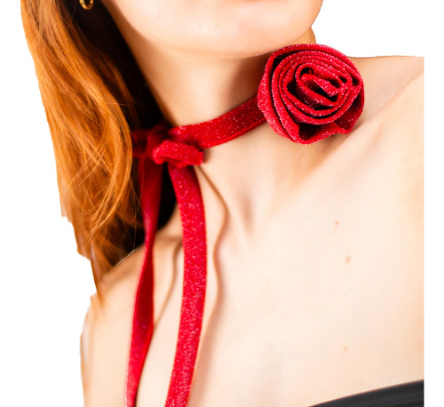 Choker Rosa Collar Accesorio Onsalem