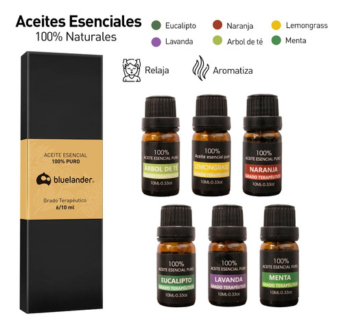 Kit De 12 Aceites Esenciales Para Difusor Aromaterapia 10 Ml