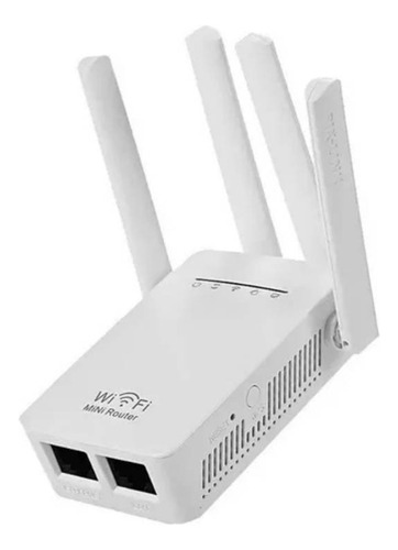 Repetidor Amplificador Señal Wifi 4antenas Rompemuros 2,4ghz Color Blanco