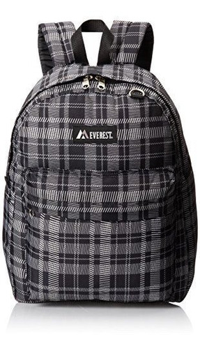 Everest Clásico Patrón Mochila, Negro - Gris Lentejuelas, Un