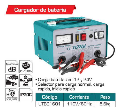 Cargador Bateria 12v Total Utbc1601