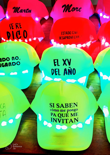 Cotillon Para Fiestas Y Eventos Gorras Con Frases Y Luz Led