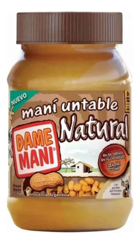 Pasta De Maní Untable Natural Dame Mani 510 Grs. - La Botica