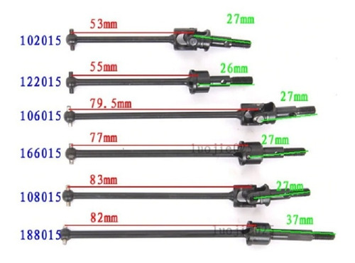 Hsp Juntas Universal Drive Shafts 1/10 Dogbone Preto E Cromo