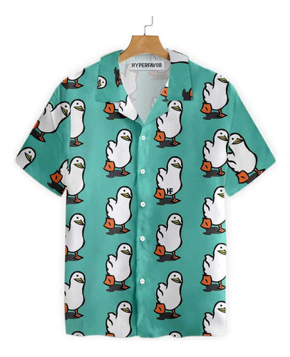 Camisa Hawaiana Funny Duck Patos En Azul Tiffany T572