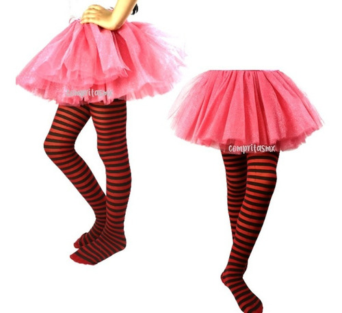 Patimedias Medias Malla Rayadas Hallowen Disfraz Niña Bebe