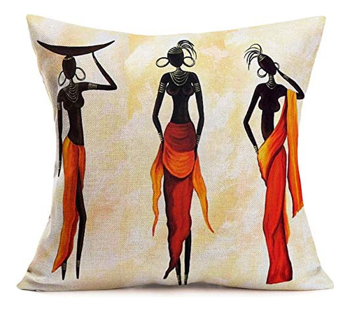 Bohemia Style African Tribe Women Theme Throw Pillow Co...