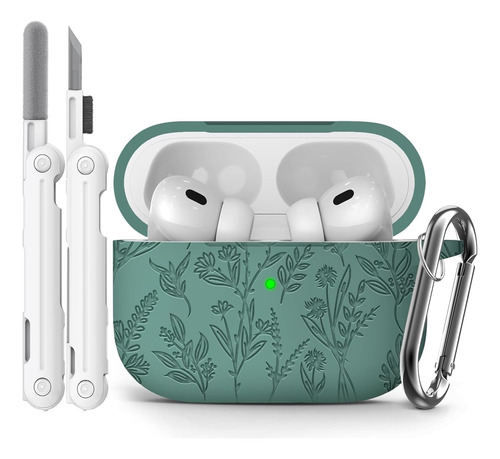 Funda Con Grabado De Flores Para Apple AirPods Pro 2 Gen Con