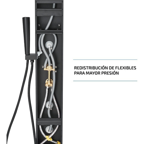 Imagen 7 de 10 de Columna De Ducha Con Hidromasaje Jets Acero Duchador Mano