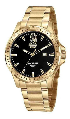 Kit Relógio Seculus Masculino Dourado 44027gpskda1k1