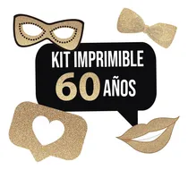 Comprar Imprimible Photo Props Cartelito 60 Años Cumpleaños Glitter