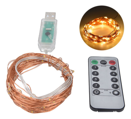 Cadena De Luces Led De Alambre De Cobre, 8 Modos De Iluminac