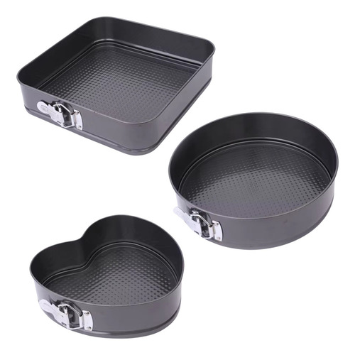 3 Moldes Para Pasteles Desmontables Corazón Círculo Cuadrado