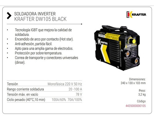 Soldadora Krafter Modelo 105 Black