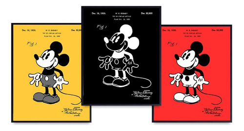 Set De 3 Posters, Decoracion De Pared, Mickey Mouse