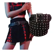 Comprar Cinturón Negro Con Estoperoles Plateados, Unisex & Casual.