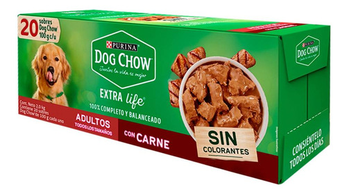 Sobres Purina Dog Chow Adulto 20 Piezas Vida Sana 100 Gramos