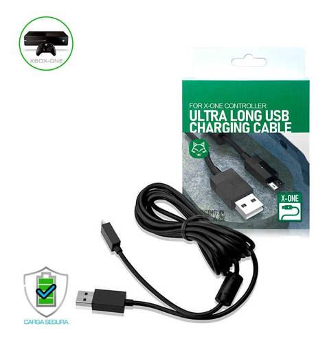 Cargador Para Mando Xbox One Cable Xbox One Negro 2.7 Metros