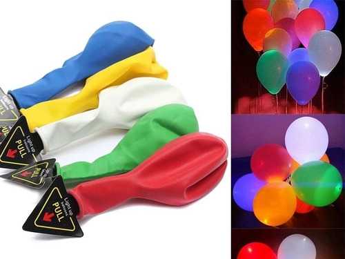 Imagen 1 de 9 de Luz Led Globos Colores Bombas Decoración Fiesta Evento Supli