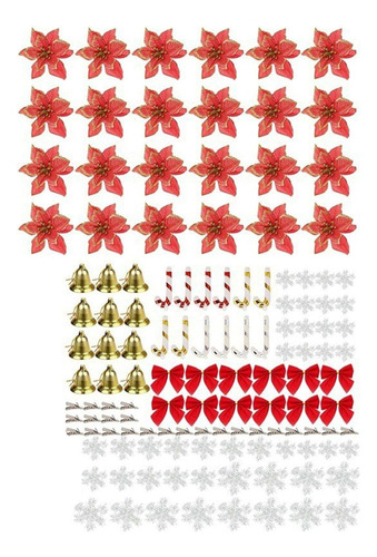 120 Piezas De Flores Navideñas Decorativas Con Cierres Y Var
