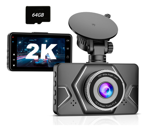 Psinzmkdash Cam 2k Ultra Hd Camara Coche Tarjeta Sd 64g 3.0 