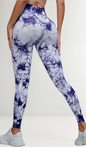 Lycra Leggings Tie Dye Push Up - Blanco Morado Ref. 1195