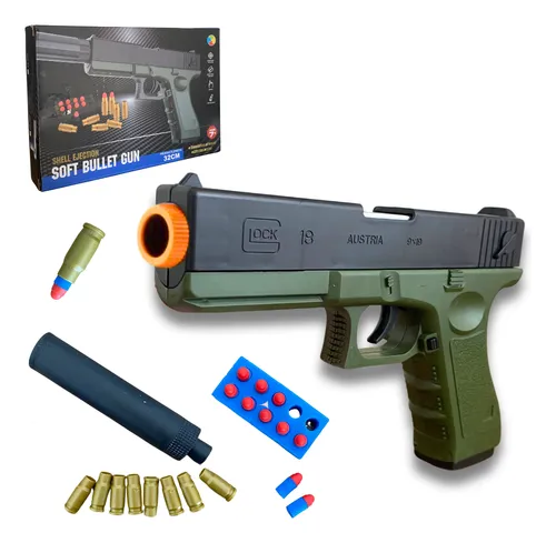 Arma De Brinquedo Pistola Com Dardos E Capsulas Arminha
