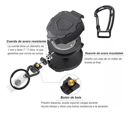 . Llaveros Retráctiles Resistente, Cable Retráctil De Acero