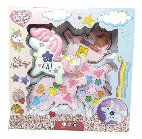 Imagen 1 de 3 de Maquillaje Para Nenas Cosmetica Unicornio Plegable Corazon