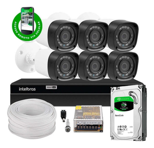 Kit Cftv 6 Cameras Segurança 1080p Full Dvr Intelbras 1tb