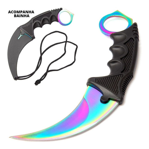 Faca Karambit Cs Go Multi-color Hawk-combate Afiado Defesa Cor Multicolorida