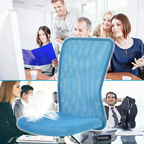 Silla De Oficina Ergonómica Azul Sin Brazos Con Soporte Lumb