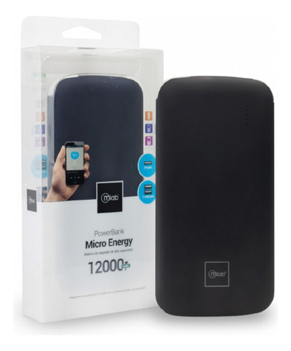 Cargador Portátil Powerbank Microlab 12.000mah Color Negro