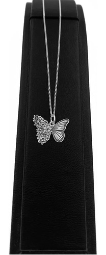 Dije Mariposa Con Flores Y Cadena Plata 925 Con Envio