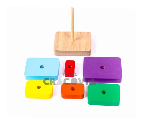 Juego Torre Madera Didáctica Colores Motricidad Fina Promo