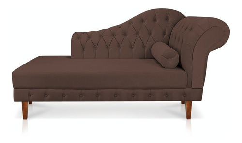 Imagem 3 de 8 de Divã Recamier Capitonê Mônaco 165 Cm Suede Marrom - D'rossi