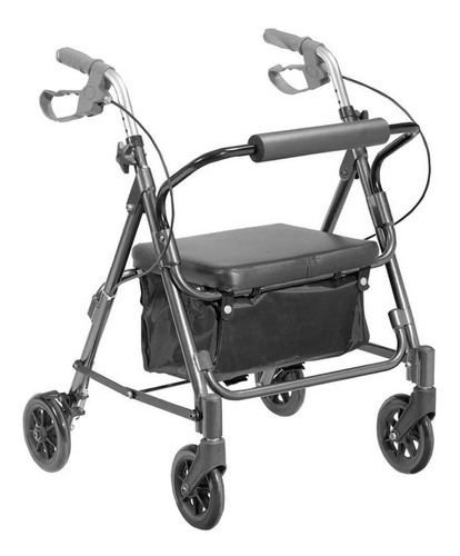 Imagem 4 de 5 de Andador Alumínio Dobrável 4 Rodas Assento/cesta Mobil Prata