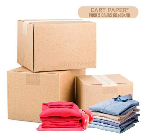 Cajas De Cartón 60x40x40 12c/ Pack 5 Cajas / Cart Paper