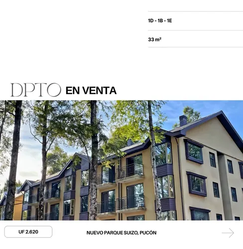 Departamento En Venta - Condominio Parque Suizo, Pucón