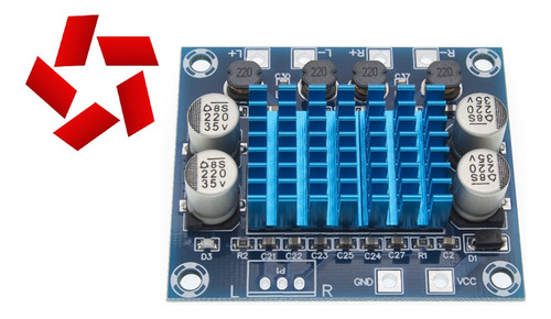 Modulo Amplificador Som Tpa3110 Estéreo 2 Canais 30w + 30w